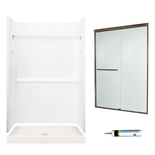 SVP3448010-M44570BR 73.25-in x 48-in x 34-in 3-Piece Alcove Shower Kit in White