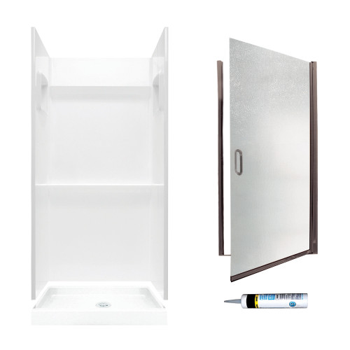 Swan SVP3636010-M32570BR 73.25-in x 36-in x 36-in 3-Piece Alcove Shower Kit in White Swan SVP3636010-M32570BR 73.25-in x 36-in x 36-in 3-Piece Alcove Shower Kit in White