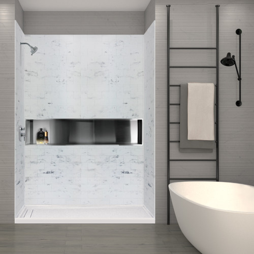 36-In X 60-In X 96-In 3-Piece Shower Wall Kit, In White Venito 36-In X 60-In X 96-In 3-Piece Shower Wall Kit, In White Venito