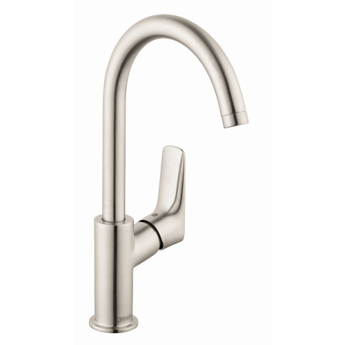 Hansgrohe 71130821 Logis Single-Hole Faucet 210 with Swivel Spout and Pop-Up Drain, 1.2 GPM, In Brushed Nickel Hansgrohe 71130821 Logis Single-Hole Faucet 210 with Swivel Spout and Pop-Up Drain, 1.2 GPM, In Brushed Nickel