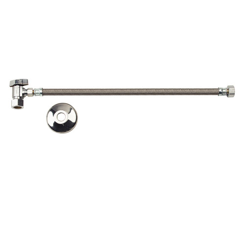 KTCR19B16AX C 1/2 in. Nom Comp x 3/8 in. O.D. Comp 3/8 in. Comp x 1/2 in. FIP Faucet 1/4 Turn Ball Angle Stop, Braided Polymer Connector