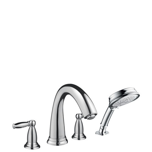 Swing C 4-Hole Roman Tub Set Trim with Lever Handles and 1.8 GPM Handshower, In Chrome