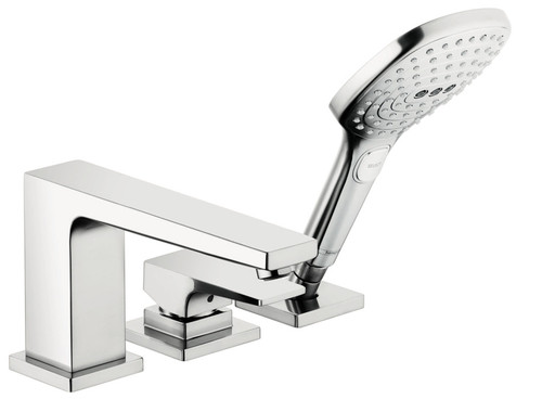 Metropol 3-Hole Roman Tub Set Trim with Lever Handle and 2.0 GPM Handshower, In Chrome