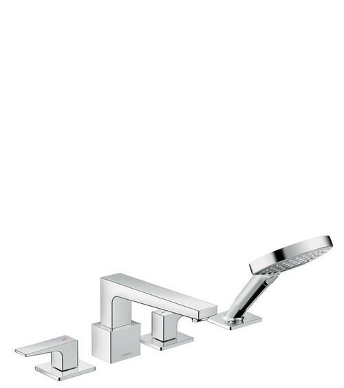 Metropol 4-Hole Roman Tub Set Trim with Lever Handles and 2.0 GPM Handshower, In Chrome