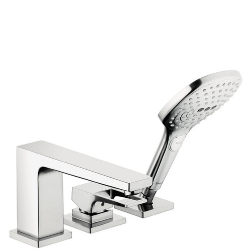 Metropol 3-Hole Roman Tub Set Trim with Loop Handle and 2.0 GPM Handshower, In Chrome