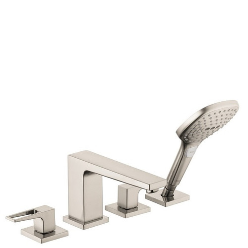 Metropol 4-Hole Roman Tub Set Trim with Loop Handles and 2.0 GPM Handshower, In Brushed Nickel