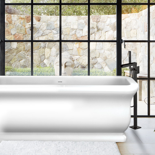 T4240-MB Roslyn Floor Mounted Freestanding Tub Filler With Hand Shower, Matte Black