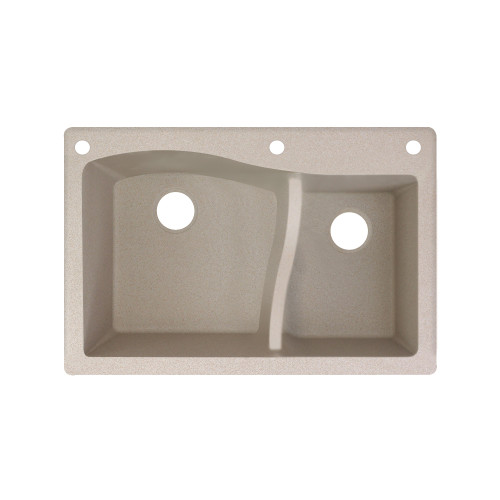 33" X 22" X 10" Double Offset Drop-in Installation with 3 BAE Faucet Holes, In Cafe Latte 33" X 22" X 10" Double Offset Drop-in Installation with 3 BAE Faucet Holes, In Cafe Latte