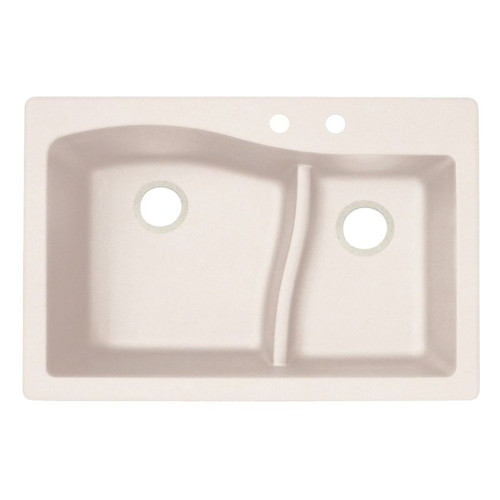 QZ03322LS.076-2B 33-in D x 22-in W x 5.625-in H Granite Dual Mount Double Bowl Kitchen Sink with 2-Hole in Granito