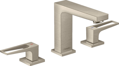 Widespread Faucet 110 with Loop Handles and Pop-Up Drain in Brushed Nickel