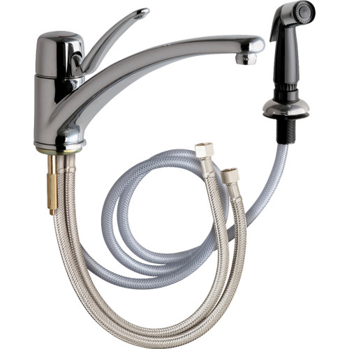 Manual Kitchen Sink Faucet with Lever Handle and Side Spray in Chrome Manual Kitchen Sink Faucet with Lever Handle and Side Spray in Chrome