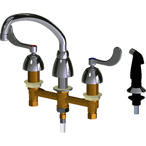 2.2 GPM Deck-Mounted Manual Sink Faucet with 8" Centers, 9-1/2" L-Type Swing Spout, Softflo Aerator, Ceramic 1/4-turn Operating Cartridge in Polished Chrome