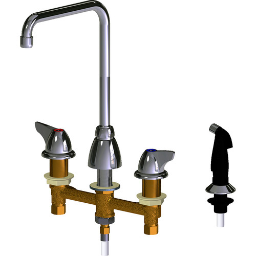 2.2 GPM Deck-Mounted Manual Sink Faucet with 8" Centers, 8" Rigid/Swing High Arch Spout, Softflo Aerator, 2" Canopy Single-Wing Handle in Polished Chrome