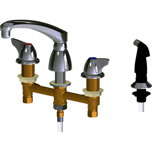 2.2 GPM Deck-Mounted Manual Sink Faucet with 8" Centers, 8" L-Type Swing Spout, 2" Canopy Single-Wing Handle in Polished Chrome