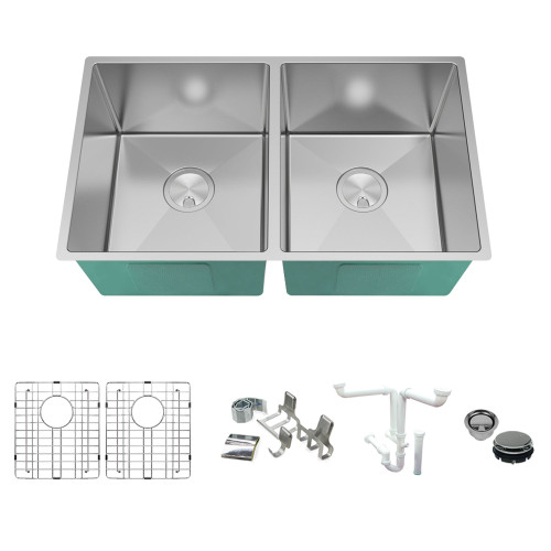 Diamond Titan Sink Kit with Equal Double Bowls, Undermount Installation, Magnetic Accessories Kit, and Drain Kit Diamond Titan Sink Kit with Equal Double Bowls, Undermount Installation, Magnetic Accessories Kit, and Drain Kit