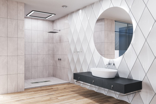 Ready to Tile 60-in Long x 30-in Wide Shower Base with Center Drain in Dark Grey