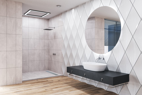 Ready to Tile 60-in Long x 34-in Wide Shower Base with Right Hand Drain in Dark Grey