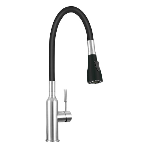 Transolid Kitchen/Laundry Faucet with Dual Spray, Flex Neck, 1.8 GPM, and Garden Hose Adapter in Brushed Nickle/Matte Black Transolid Kitchen/Laundry Faucet with Dual Spray, Flex Neck, 1.8 GPM, and Garden Hose Adapter in Brushed Nickle/Matte Black