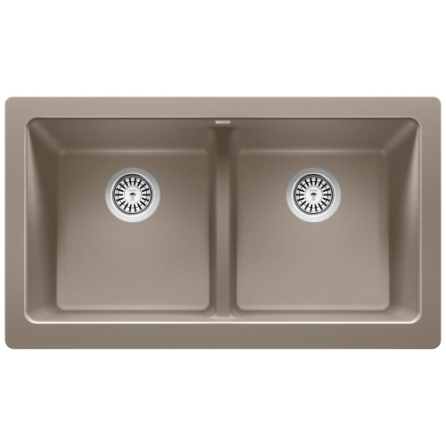 526553 Vintera 33" Equal Double Apron-Front Kitchen Sink in Truffle