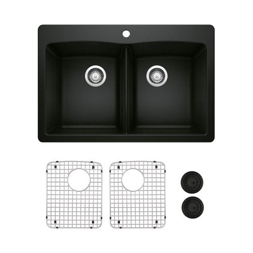 Blanco KA-442912 Diamond Equal Double Dual Mount Sink Kit in Coal Black Blanco KA-442912 Diamond Equal Double Dual Mount Sink Kit in Coal Black