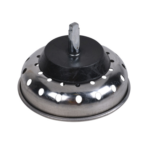 Standard Sink Basket Strainer, Stainless Steel Body and Basket. Rubber Stopper w/ Chromed Plastic Post