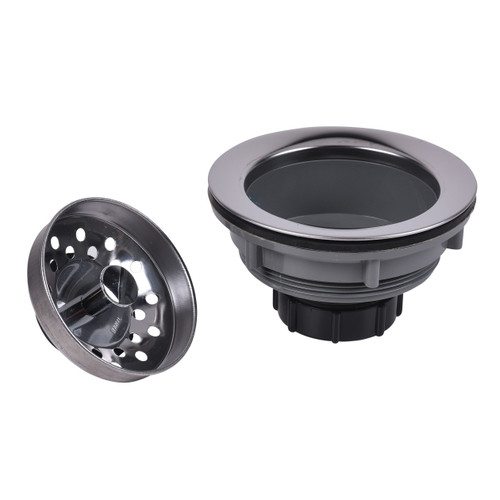 9 Economy Sink Basket Strainer, ABS Body w/ Stainless Steel Rim and Basket. Rubber Stopper w/ Plastic Post, ABS Locknut