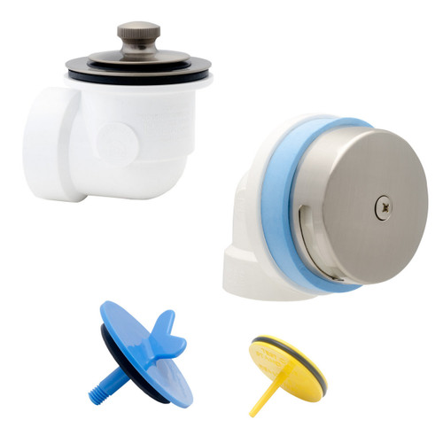 Half Kit, Schedule 40 - PVC Uni-Lift Stopper w/ Chrome Finish Trim w/ Zinc Drain Unit No Test Kit, 2 Hole Faceplate