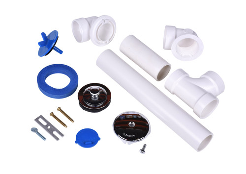 Full Kit, Schedule 40 - PVC Uni-Lift Stopper w/ Chrome Finish Trim