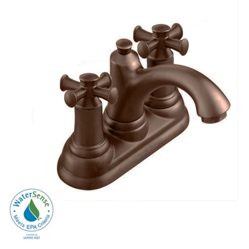 Centerset Lavatory Faucet with Metal Cross Handles with Metal Speed Connect Pop-Up Drain in Oil Rubbed Bronze