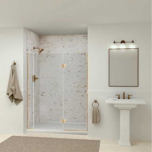 SWK603696-48V SaraMar 60-in x 36-in x 96-in Glue to Wall 3-Piece Shower Wall Trimmable Kit, Biscotti Marble Velvet