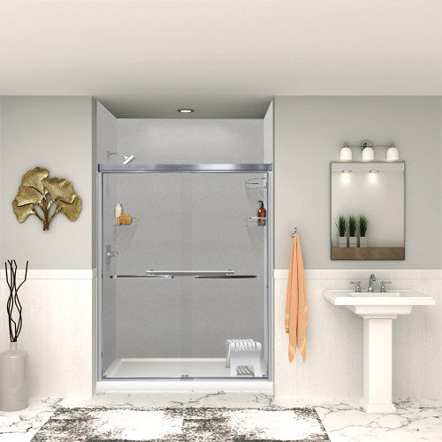 SWK603696-27V SaraMar 60-in x 36-in x 96-in Glue to Wall 3-Piece Shower Wall Trimmable Kit, Grey Beach Velvet SWK603696-27V SaraMar 60-in x 36-in x 96-in Glue to Wall 3-Piece Shower Wall Trimmable Kit, Grey Beach Velvet