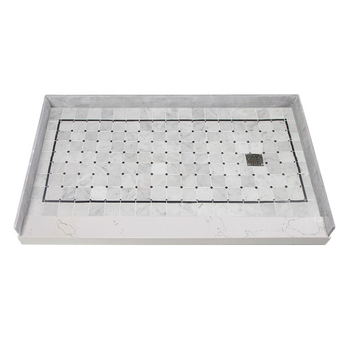 Transolid FPT6036R-SW 60-in x 36-in Pre-Tiled Shower Base with Right Hand Drain in White Square Transolid FPT6036R-SW 60-in x 36-in Pre-Tiled Shower Base with Right Hand Drain in White Square