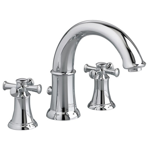 Deck-Mount 1.5 GPM Tub Filler with Metal Cross Handles in Chrome Deck-Mount 1.5 GPM Tub Filler with Metal Cross Handles in Chrome
