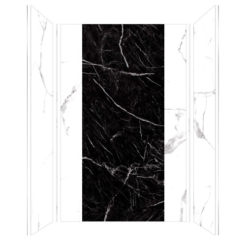 TWKE603696-SKI01GBKI03G Titan 60"x 36"x 96" Eco Shower Wall Trimmable Kit, White/Black Caruso TWKE603696-SKI01GBKI03G Titan 60"x 36"x 96" Eco Shower Wall Trimmable Kit, White/Black Caruso