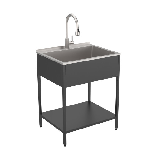 Transolid EWS-2822S-MB 28-in W x 22.1-in D x 35.2-in H Stainless Steel Laundry Sink and Wash Stand, Matte Black Transolid EWS-2822S-MB 28-in W x 22.1-in D x 35.2-in H Stainless Steel Laundry Sink and Wash Stand, Matte Black