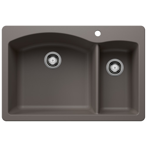 Blanco Diamond 1-1/2 Double Bowl Dual Mount Kitchen Sink, Volcano Gray Blanco Diamond 1-1/2 Double Bowl Dual Mount Kitchen Sink, Volcano Gray