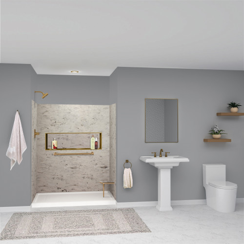 Transolid SWK603672-49V SaraMar 60-in x 36-in x 72-in Glue to Wall 3-Piece Shower Wall Kit, Sand Creme Velvet Transolid SWK603672-49V SaraMar 60-in x 36-in x 72-in Glue to Wall 3-Piece Shower Wall Kit, Sand Creme Velvet