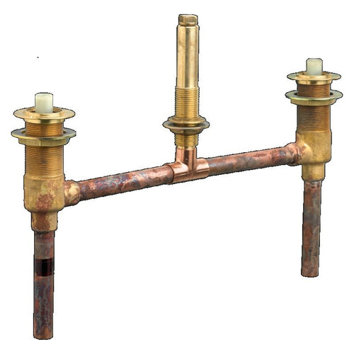 Rough Valve Body with Washerless Ceramic Disc Valve Cartridges, 1/2-in Sweat Inlets, and Adjustable Rough-in without Handle or Trim