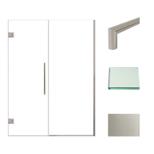 Transolid EHTB54247610C-T-BS Elizabeth 54-in W x 76-in H Hinged Shower Door in Brushed Stainless with Clear Glass Transolid EHTB54247610C-T-BS Elizabeth 54-in W x 76-in H Hinged Shower Door in Brushed Stainless with Clear Glass