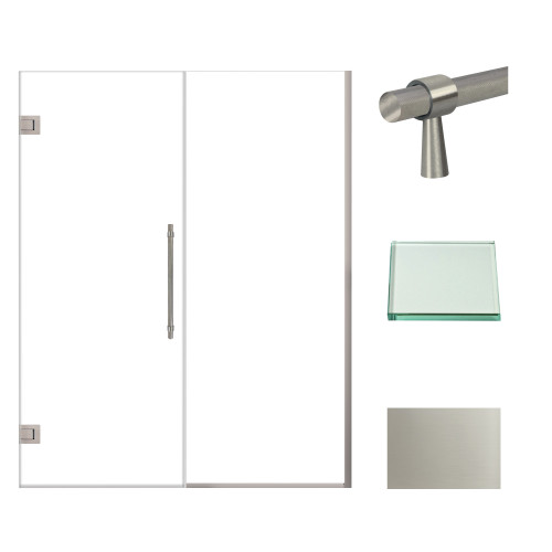 Transolid EHTB60307610C-BK-BS Elizabeth 60-in W x 76-in H Hinged Shower Door in Brushed Stainless with Clear Glass Transolid EHTB60307610C-BK-BS Elizabeth 60-in W x 76-in H Hinged Shower Door in Brushed Stainless with Clear Glass