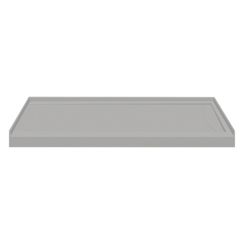 FSL6032R-87 60-in x 32-in Cast Solid Surface Low Profile Shower Base with Linear Concealed Right Hand Drain, Concrete 