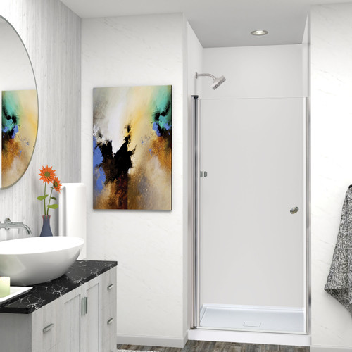 LSD277006C-BS Lyna 27-in x 70-in Pivot Shower Door, Brushed Stainless 