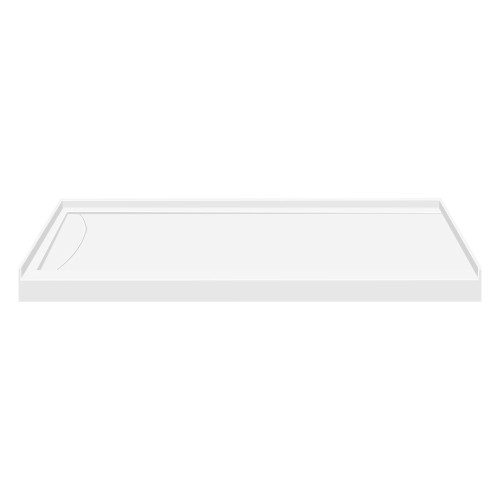 FSL6036L-01 60-in x 36-in Cast Solid Surface Low Profile Shower Base with Linear Concealed Left Hand Drain, White 