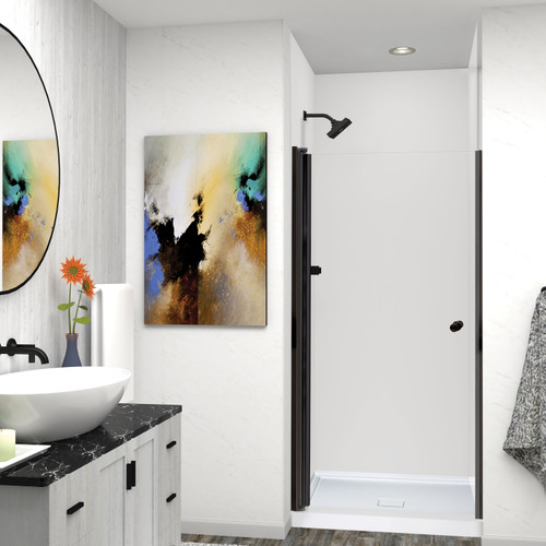 LSD357006C-MB Lyna 35-in x 70-in Pivot Shower Door, Matte Black 