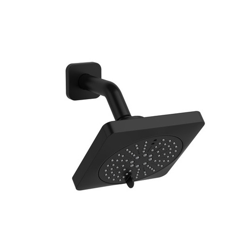 Riobel 376BK-WS 6-Function 5-in Showerhead with Arm 1.8 GPM, Black Riobel 376BK-WS 6-Function 5-in Showerhead with Arm 1.8 GPM, Black