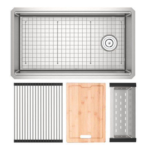 RUWUM3319WSSB Culinario 33-in Stainless Steel Chef Workstation Sink with Accessories, Brushed Stainless Steel