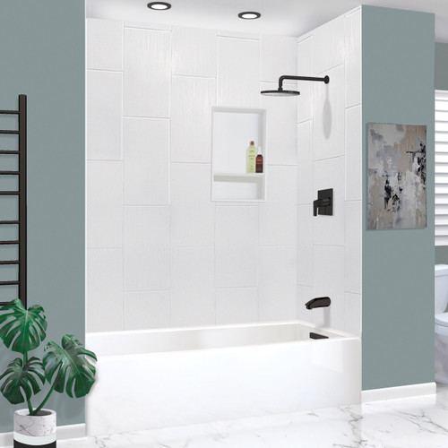 UATLN603217-R-MB Unity AFR 60-in x 32-in x 17-in Alcove Acrylic Bathtub Kit With Right Hand Drain, White/Matte Black