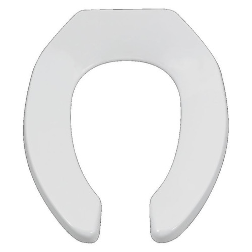Commercial Elongated Heavy-Duty Open Front Toilet Seat with Stainless Hinge