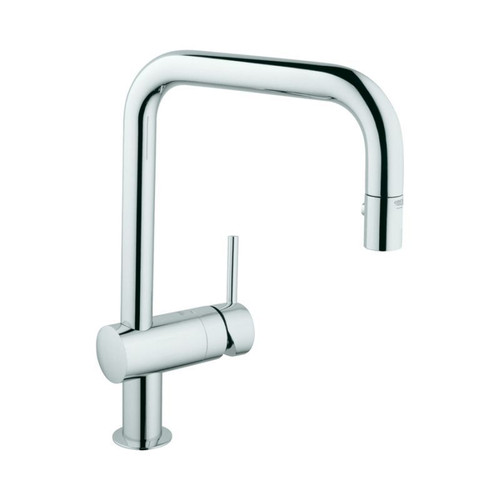 Single Lever Kitchen Faucet with Dual Spray Pull Down in Chrome