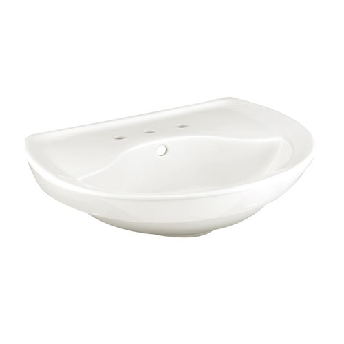 Wall Mounted Pedestal Lavatory Top with Three Faucet Holes (8 Centers) without Pedestal Leg in White Wall Mounted Pedestal Lavatory Top with Three Faucet Holes (8 Centers) without Pedestal Leg in White